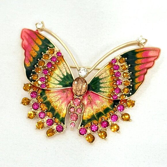 Large Napier Enameled Butterfly Brooch/Pin - Picture 4 of 6